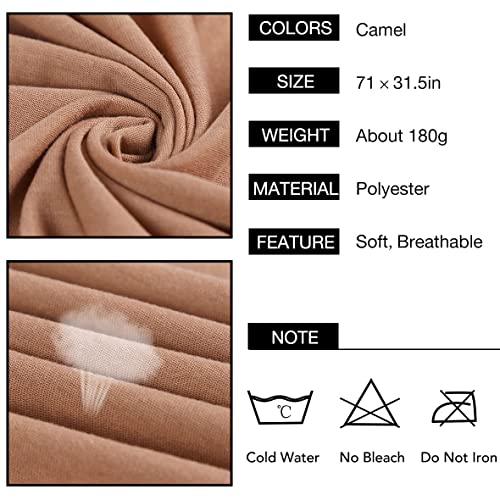 Kachanaa African Turban Head Wraps Jersey Stretch Hair Scarf Long Shawls Solid Color Soft Lightweight Head Bands Tie for Black Women(Camel) - Image 3