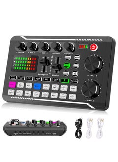 Sunbmebge F998 Live Sound Card Audio Mixer Podcast Audio Interface with DJ Mixer Effects Voice Converter with Sound Effects for Karaoke Tiktok YouTube Live Recording Games  - Image 1