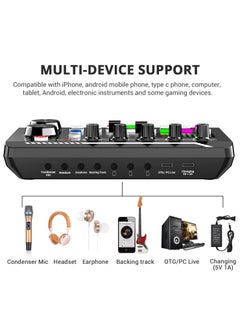 صنبميبج F998 Live Sound Card Audio Mixer Podcast واجهة صوتية مع DJ Mixer Effects محول صوت مع مؤثرات صوتية لألعاب Karaoke Tiktok YouTube Live Recording Games  - Image 4