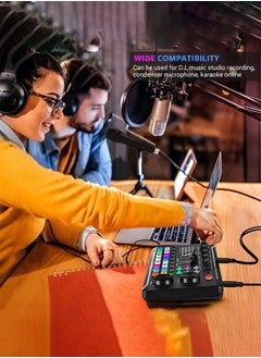 صنبميبج F998 Live Sound Card Audio Mixer Podcast واجهة صوتية مع DJ Mixer Effects محول صوت مع مؤثرات صوتية لألعاب Karaoke Tiktok YouTube Live Recording Games  - Image 3