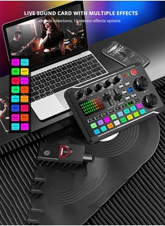 صنبميبج F998 Live Sound Card Audio Mixer Podcast واجهة صوتية مع DJ Mixer Effects محول صوت مع مؤثرات صوتية لألعاب Karaoke Tiktok YouTube Live Recording Games  - Image 2