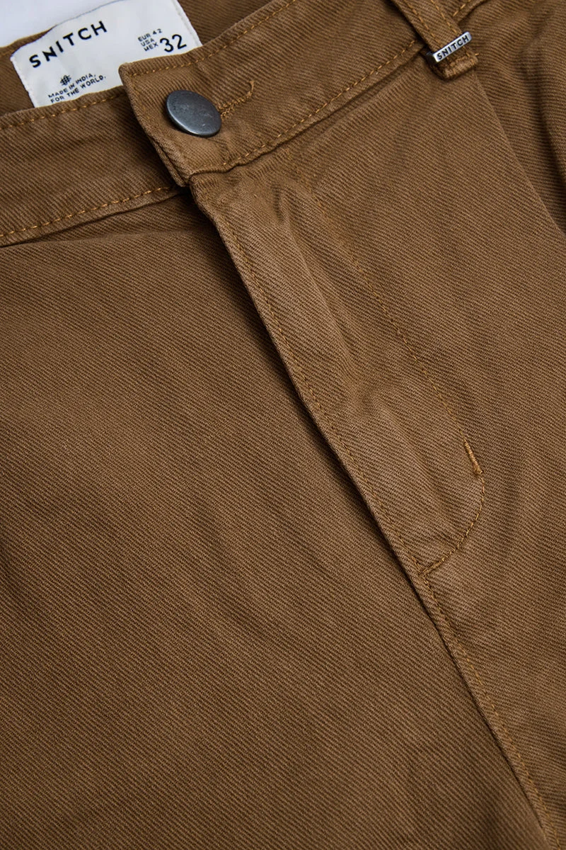 SNITCH Brown Brown Solid Wide Leg Streetwear Jeans for Men | Best Price UAE
