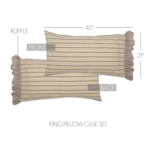 VHC Brands Sawyer Mill Striped Cotton Farmhouse Bedding King Pillow Case Set of 2, Pillowcase Set 21x40, Dark Creme White - Image 4