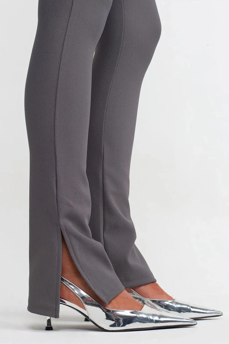 Dilvin Charcoal Grey DILVIN High-waist Flare Leggings With Slit for Women | Best Price UAE