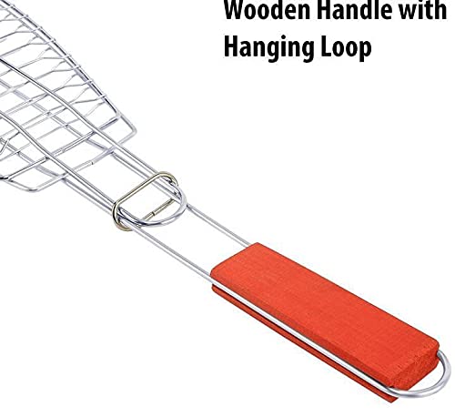 GTC® Non Stick BBQ Barbecue Grill Pan Basket with Wooden Handle (BBQ 169) 67x15x2 CM - Image 5