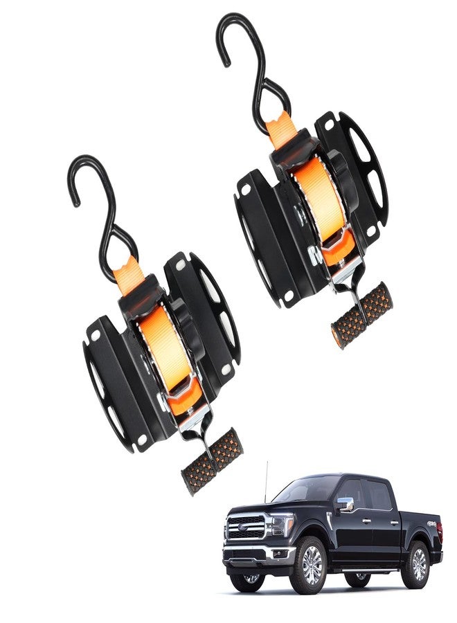 ELECFRESH 2PCS Retractable Truck Bed Tie Downs for Ford F150 1.5 Ton Capacity, Tool-Free Install, Fits 2015-2024 2025 2026 F-150 Accessories, Heavy Duty Ratchet Straps with Quick Release - Image 1