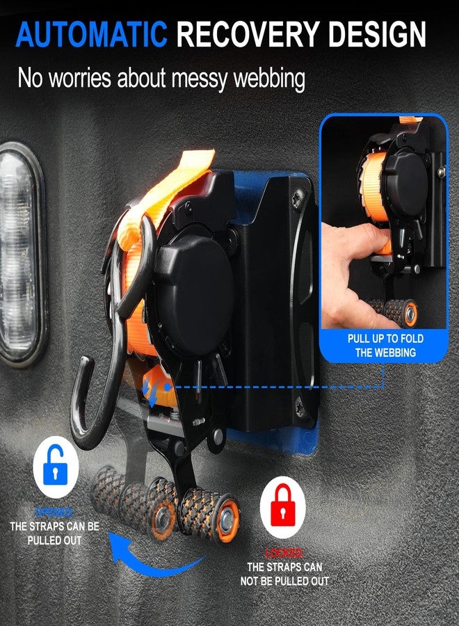 ELECFRESH 2PCS Retractable Truck Bed Tie Downs for Ford F150 1.5 Ton Capacity, Tool-Free Install, Fits 2015-2024 2025 2026 F-150 Accessories, Heavy Duty Ratchet Straps with Quick Release - Image 2
