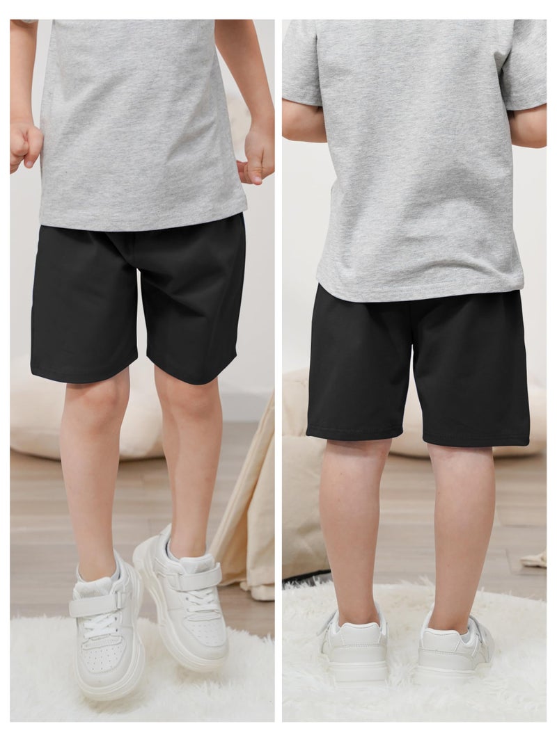 Resinta 4 Pack Toddler Boy Cotton Shorts Boys Casual Shorts Pull-on Shorts Soft Baby Boy Shorts for Summer, 6-7 Years - Image 2