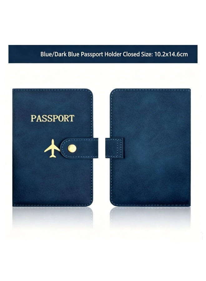 PU leather snap-button passport holder with multiple card slots for document storage and passport cover - Image 1