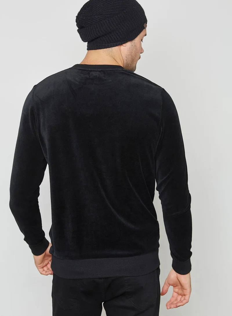 BRAVE SOUL Birds Velour Sweatshirt