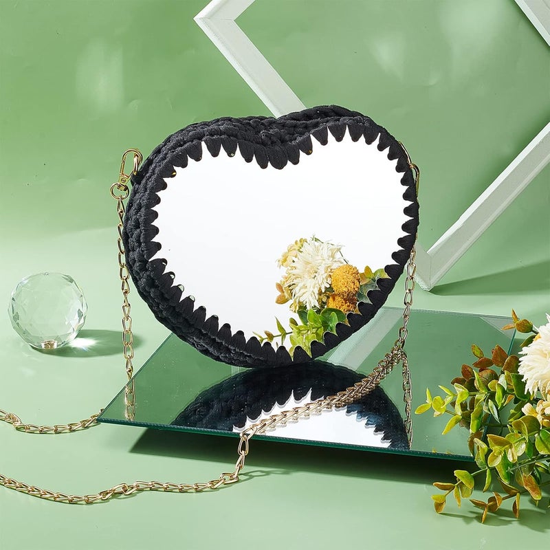 كلاراكو لوح نسج حقيبة مرآة أكريليك من Klarako مكون من 4 قطع، قاعدة فارغة من الأكريليك على شكل قلب بطول 7.7 بوصة، قاعدة أمامية خلفية، أسفل السلة للوحة الكروشيه، شكل لوح، قاعدة حقيبة يد يدوية الصنع للنساء، مشروع خيوط أكريليك - Image 2