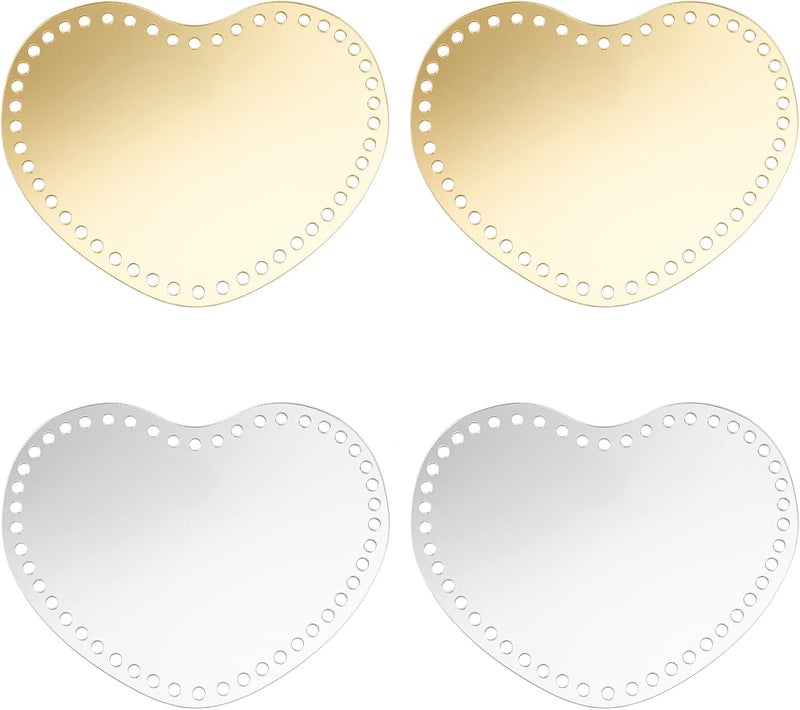 كلاراكو لوح نسج حقيبة مرآة أكريليك من Klarako مكون من 4 قطع، قاعدة فارغة من الأكريليك على شكل قلب بطول 7.7 بوصة، قاعدة أمامية خلفية، أسفل السلة للوحة الكروشيه، شكل لوح، قاعدة حقيبة يد يدوية الصنع للنساء، مشروع خيوط أكريليك - Image 1