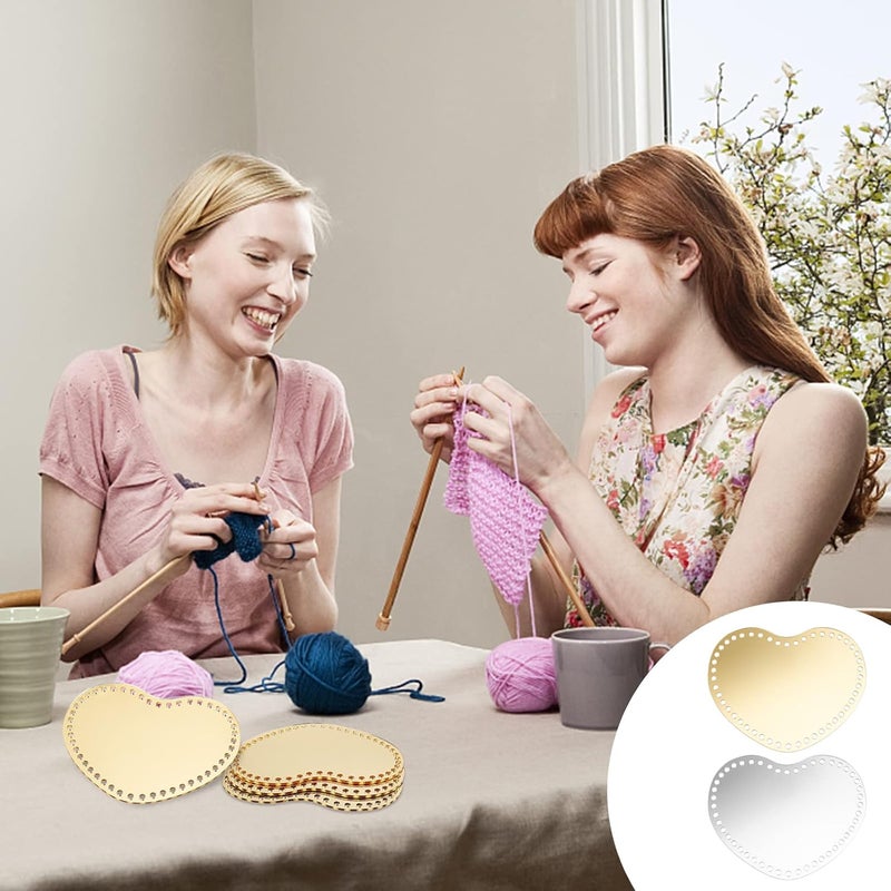 كلاراكو لوح نسج حقيبة مرآة أكريليك من Klarako مكون من 4 قطع، قاعدة فارغة من الأكريليك على شكل قلب بطول 7.7 بوصة، قاعدة أمامية خلفية، أسفل السلة للوحة الكروشيه، شكل لوح، قاعدة حقيبة يد يدوية الصنع للنساء، مشروع خيوط أكريليك - Image 5