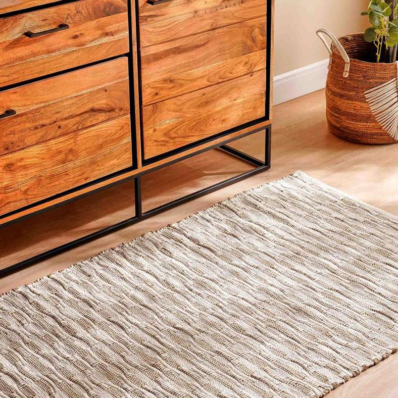 Pan Home Ontario Hand Woven Jute with Cotton Dhurrie 60x90cm - Beige - 251RLT9900825 - Image 1
