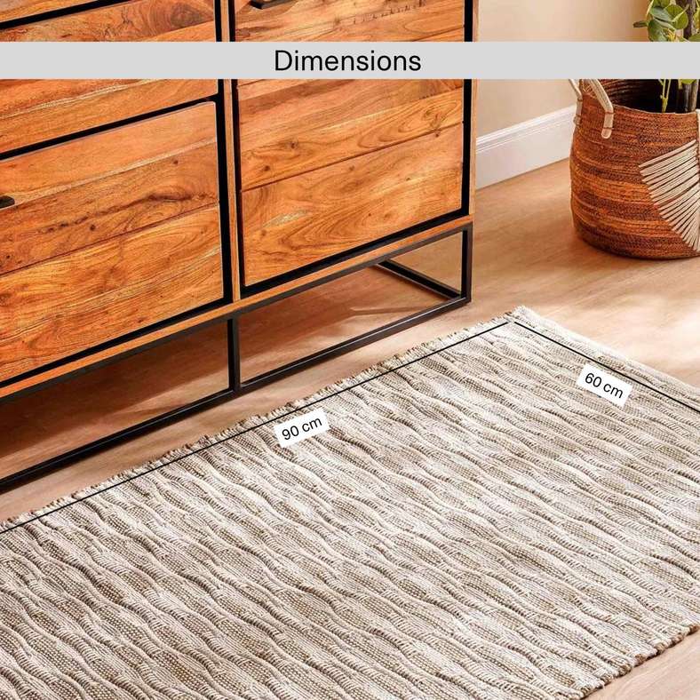 Pan Home Ontario Hand Woven Jute with Cotton Dhurrie 60x90cm - Beige - 251RLT9900825 - Image 5