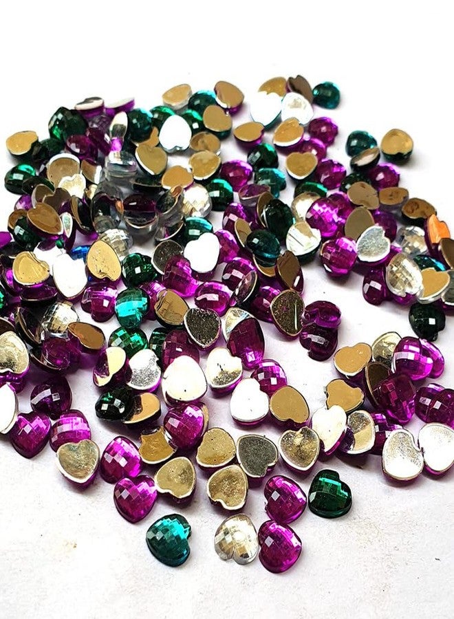 JPM Beads Crystal Finish Rhinestones Mix Color Heart Shape 8mm Size 720 Pieces Pack
