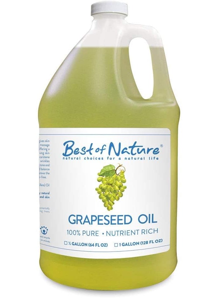 Best of Nature - Best of Nature 100 Pure Grapeseed Oil  Unscented Lightweight NonGreasy Moisturizer for Hair Skin Face  Aromatherapy Carrier Oil for Essential Oils Gallon 128 fl oz - Image 1