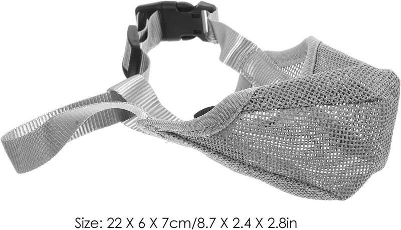 Dog Muzzle Mesh Breathable Soft Reusable Dog Mouth Cover Anti-Biting No Barking Protective Muzzle Gray S Size Suitable for Training Outdoor Use - Image 2