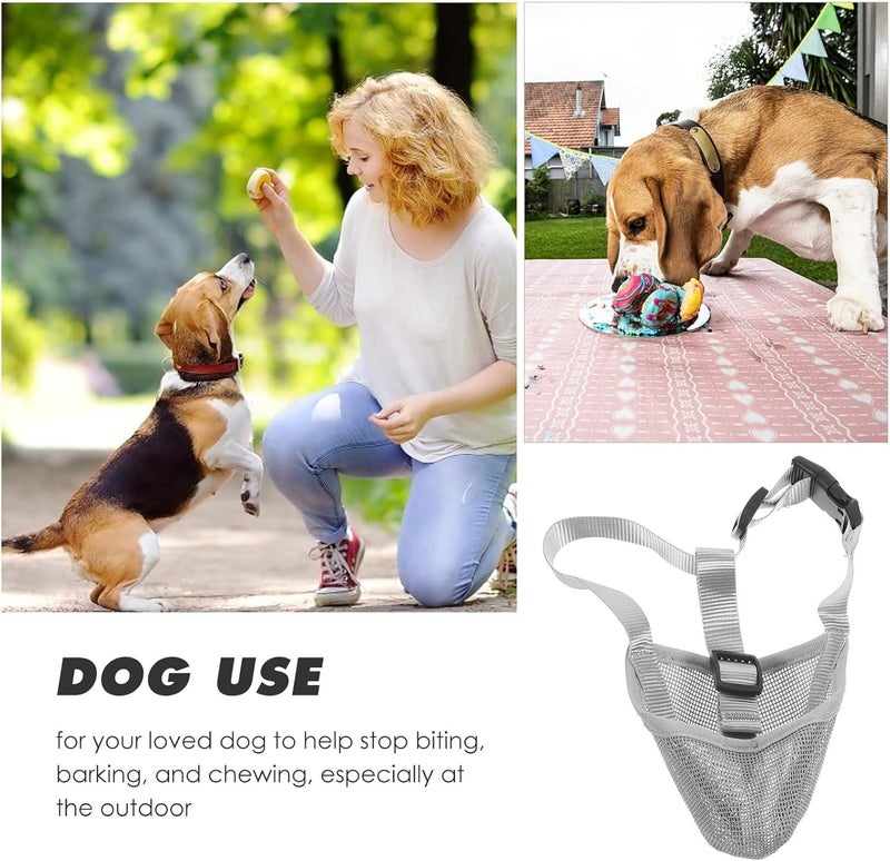 Dog Muzzle Mesh Breathable Soft Reusable Dog Mouth Cover Anti-Biting No Barking Protective Muzzle Gray S Size Suitable for Training Outdoor Use - Image 3