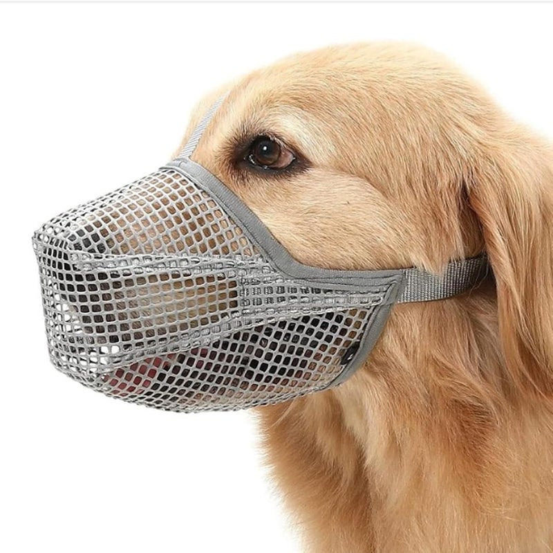 Dog Muzzle Mesh Breathable Soft Reusable Dog Mouth Cover Anti-Biting No Barking Protective Muzzle Gray S Size Suitable for Training Outdoor Use - Image 5