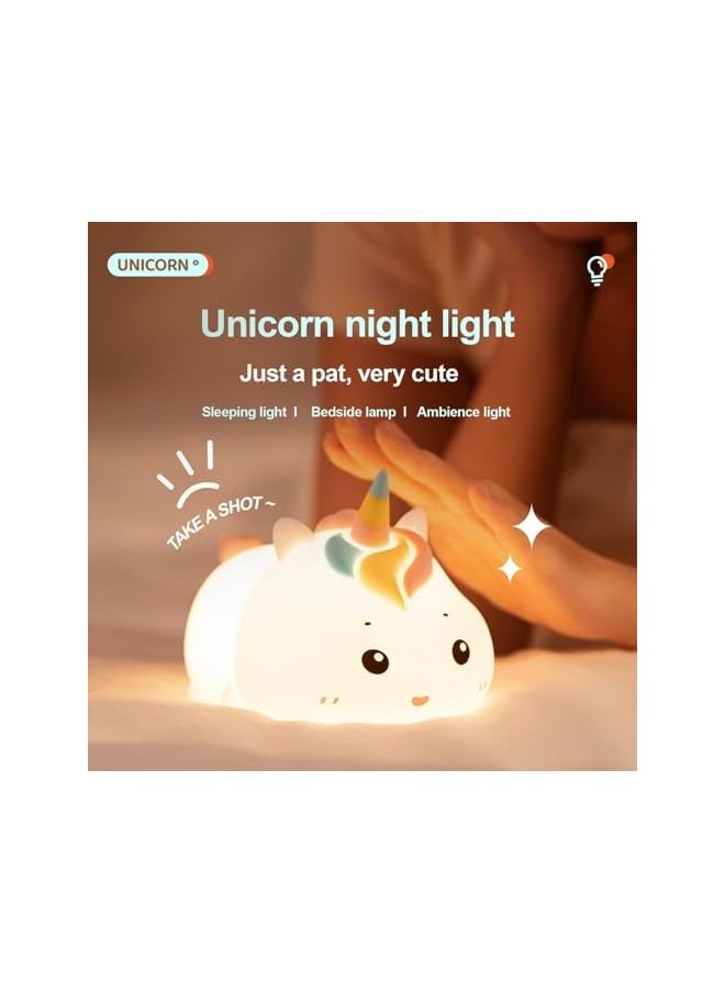 The Bros Cute Unicorn Night Light,7 Colors Night Lights for Kids Room Decor,Remote Controlled Silicone Squishy Unicorn LED Night Lamp,Rechargeable Night Lamp for Bedroom Room,Kids Room Decor Gift  - Image 3