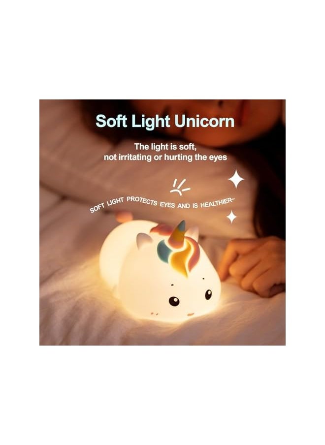The Bros Cute Unicorn Night Light,7 Colors Night Lights for Kids Room Decor,Remote Controlled Silicone Squishy Unicorn LED Night Lamp,Rechargeable Night Lamp for Bedroom Room,Kids Room Decor Gift  - Image 2