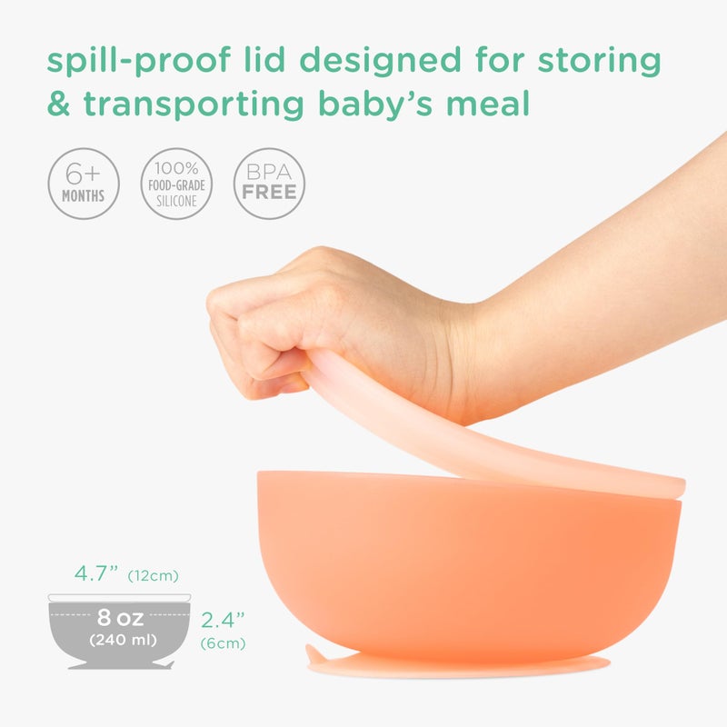 Olababy 100% Silicone Suction Bowl with Lid for Independent Feeding | First Stage Self Feeding Essential for Toddlers and Kids| Baby Led Weaning Snack Feeder | Food Container and Storage | - Image 3