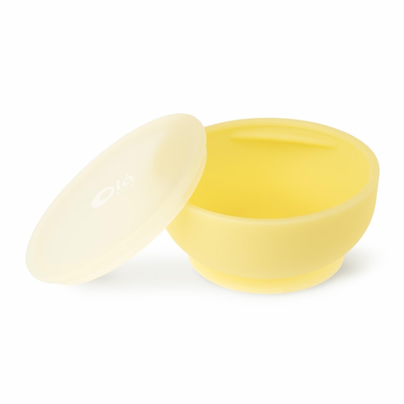 Olababy 100% Silicone Suction Bowl with Lid for Independent Feeding | First Stage Self Feeding Essential for Toddlers and Kids| Baby Led Weaning Snack Feeder | Food Container and Storage | - Image 1