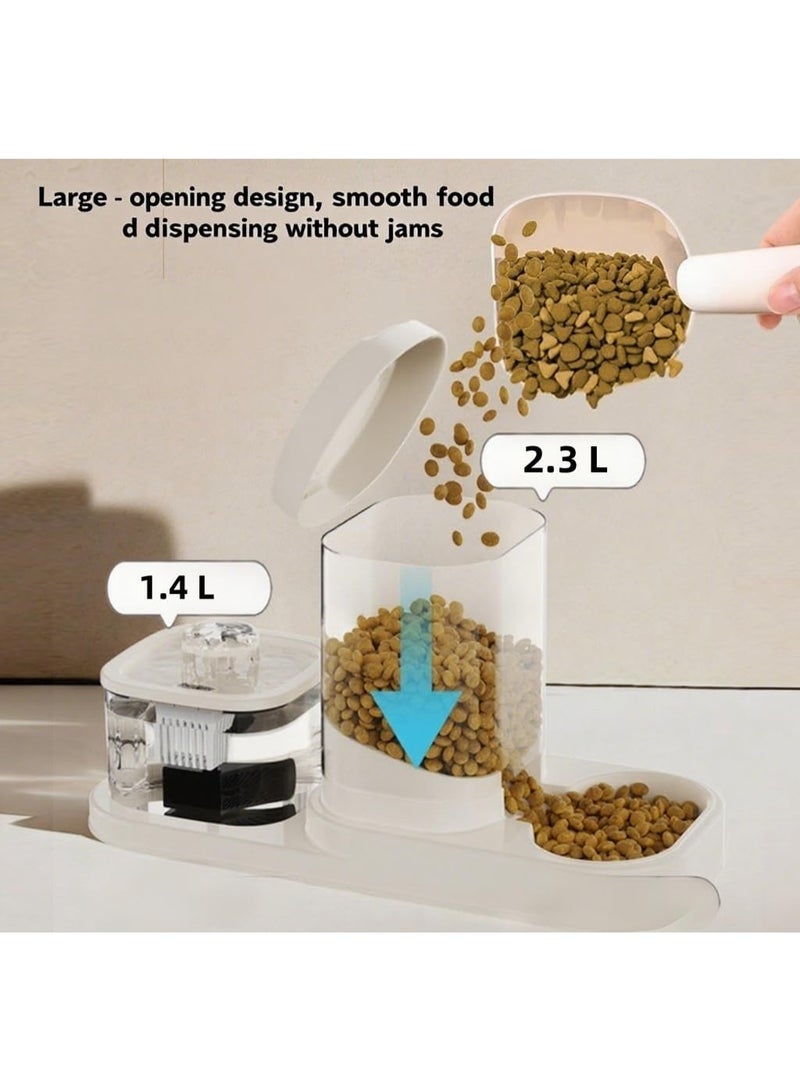 2-in-1 Cat/Dog Water Fountain & Feeder - 1.4L Auto Water Dispenser + 2.3L Food Container, Quiet Pump, Anti-Spill, for UAE/KSA Pets (Free Cleaner) - Image 2