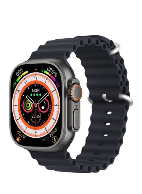 X8 Ultra Series 8 (2023) Smart Watch 2.08 Inch IPS display NFC Bluetooth V5 Call Waterproof IP67 Wireless Charger - Black