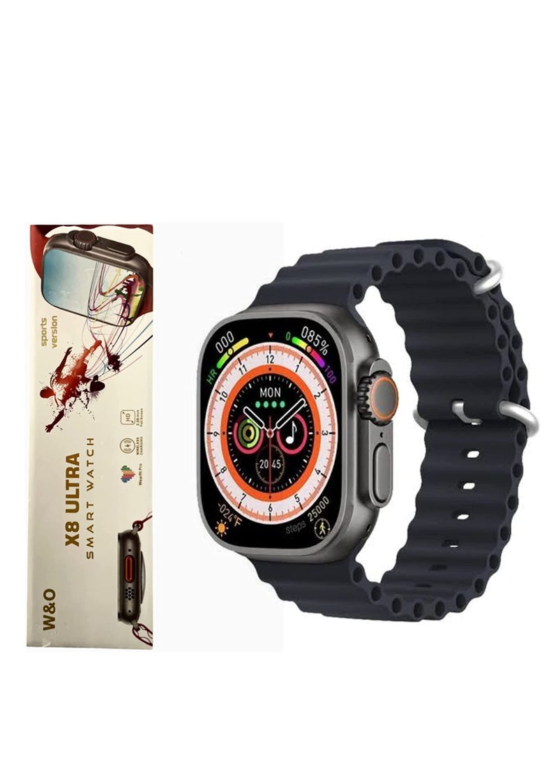 Generic - X8 Ultra Series 8 (2023) Smart Watch 2.08 Inch IPS display NFC Bluetooth V5 Call Waterproof IP67 Wireless Charger - Black - Image 1