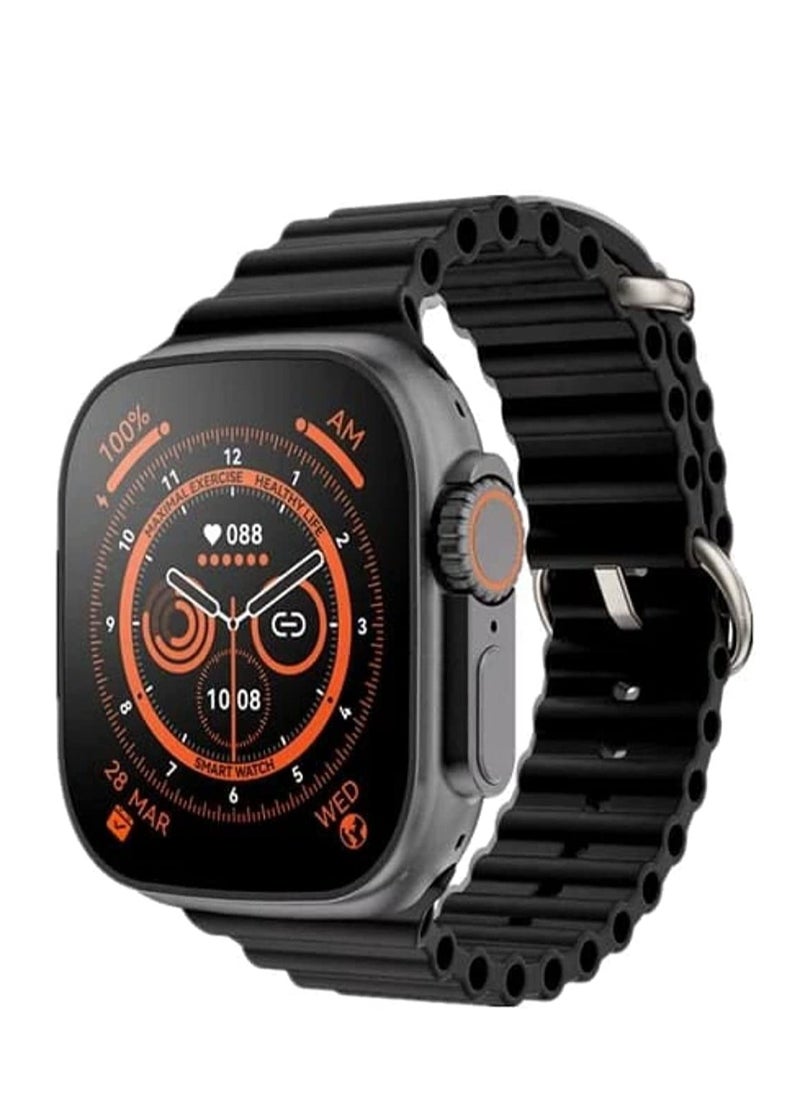 Generic - X8 Ultra Series 8 (2023) Smart Watch 2.08 Inch IPS display NFC Bluetooth V5 Call Waterproof IP67 Wireless Charger - Black - Image 1