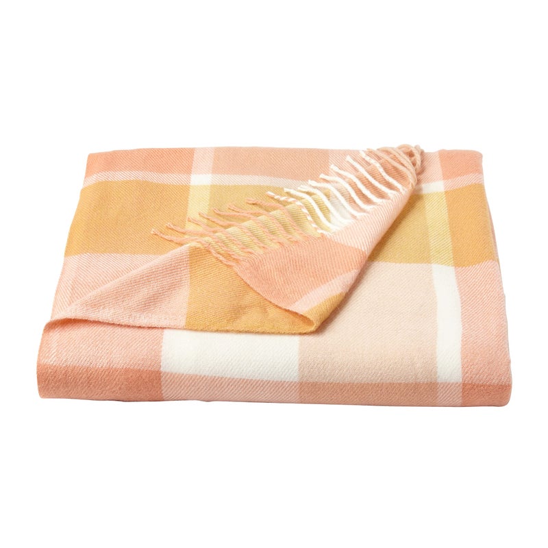 Lavish Home Desert Blush Plaid Soft Blanket-Oversized, Luxuriously Fluffy, Vintage-Look and Cashmere-Like Woven Acrylic-Breathable and Stylish Throws - Image 1