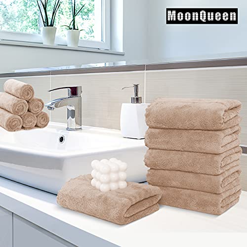 MOONQUEEN 6 Pack Premium Hand Towels - Quick Drying - Microfiber Coral Velvet Highly Absorbent Towels - Multipurpose Use as Hotel, Bathroom, Shower, Spa, Hand Towel 16 x 28 inches (Brown) - Image 2