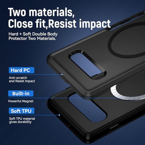 Teayoha for Samsung Galaxy S10 Case,[Compatible with Magsafe] [Military Grade Drop Tested] Shockproof Magnetic Tough Rugged Protective Phone Case -6.1 inch (Black) - Image 3