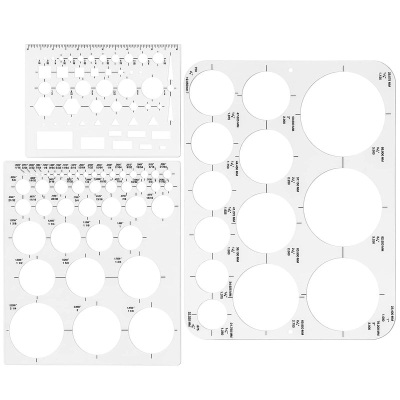 Tamaki Circle Template Circle Round Stencil Templates for Drafting for Office and School Building Formwork Drawings Templates, Large and Small Size, 3 Pack - Image 1