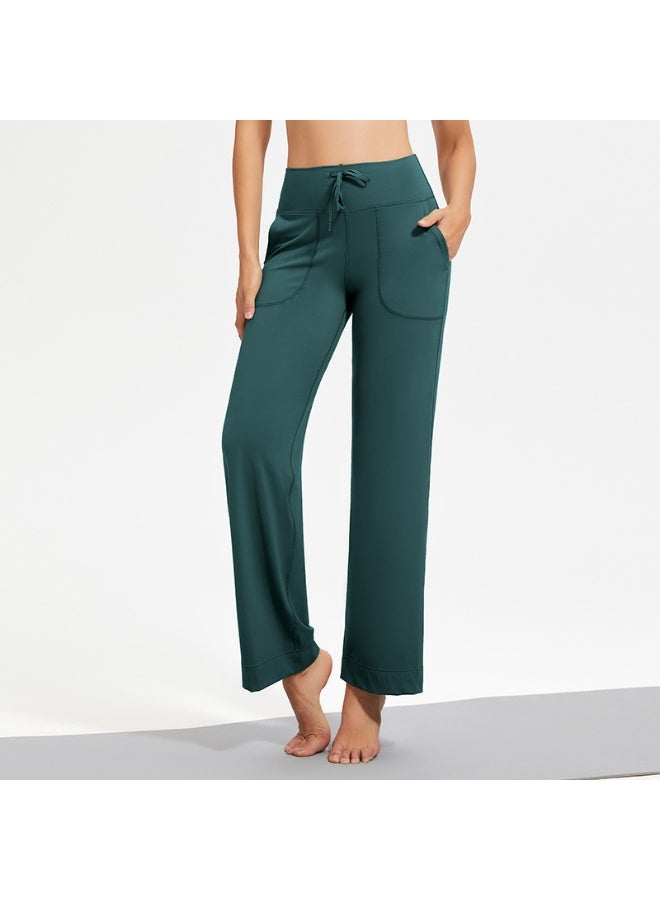 Wide Leg Yoga Pants For Women Solid Color High Waist Sweatpants With Pockets Stretch Comfy Workout Sports Trousers  - Image 1