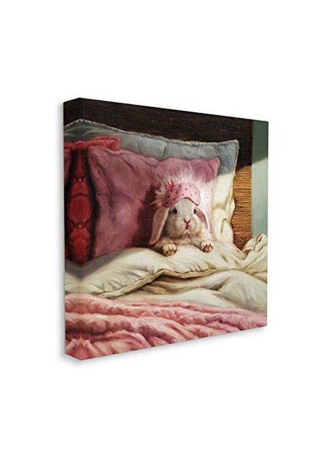 Stupell Industries Bunny Rabbit Resting In Bed Offwhite Pink Designed By Lucia Heffernan Canvas Wall Art 24 X 24 - Image 1