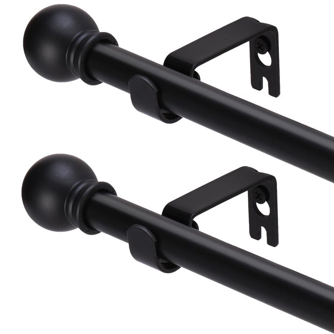 2 PACK BLACK CURTAIN RODS FOR WINDOWS 32 TO 62 INCH 58 INCH SPLICING HEAVY DUTY METAL CURTAIN ROD SET WITH BRACKETS