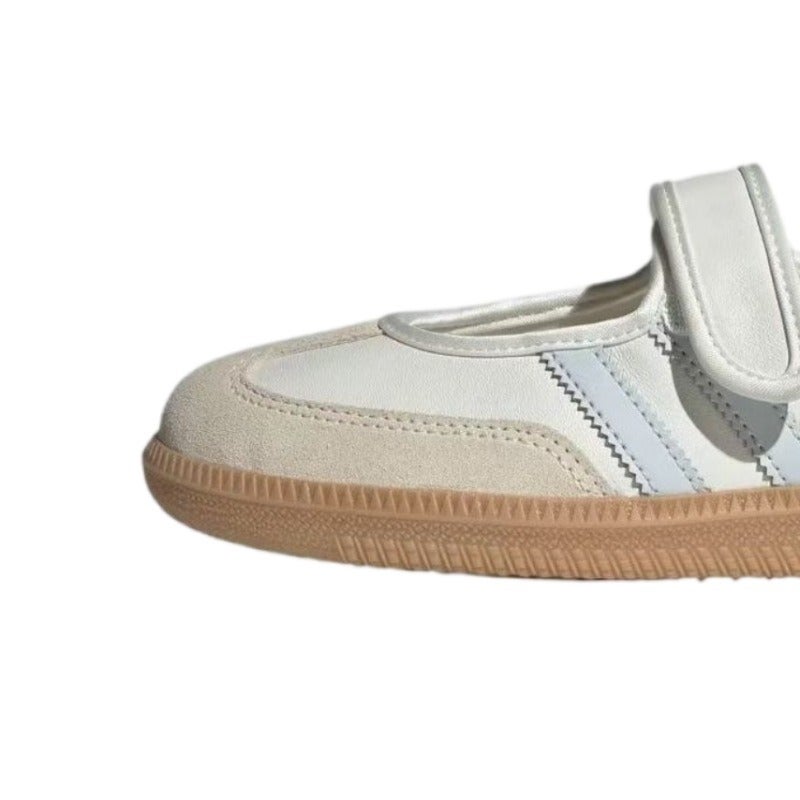 Samba Jane Women's Mary Jane Flats with Adjustable Hook-and-Loop Strap, Anti-Slip Rubber Sole, Ballet-Inspired Casual Trainers