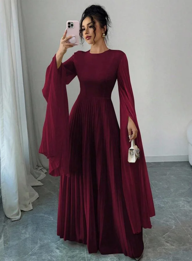 تايك تو فستان طويل خمري بكسرات