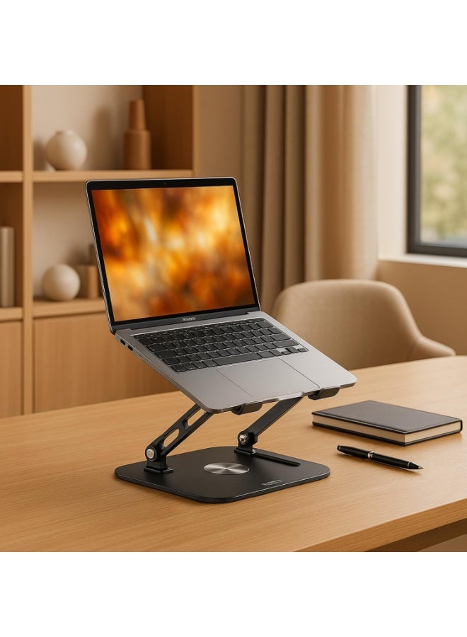 Portable tabletop stand with 360º rotating base – foldable design compatible with laptops, notebooks, and tablets – ventilated and portable stand - Image 2