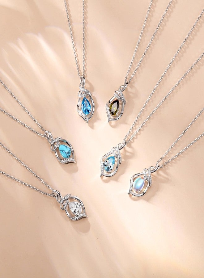 Fancime Opal Teardrop Birthstone Necklace for Women S925 Sterling Silver Pendent October Birthstone Jewelry Gifts for Her - Image 5