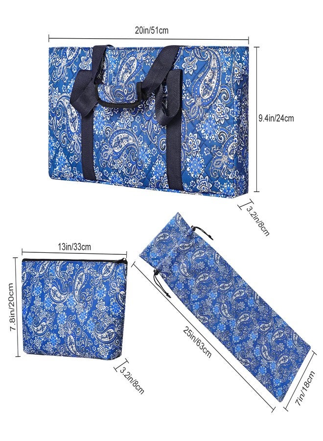 GUSTARIA Empty Mahjong Bag,Thickened Blue Printed American Mahjong Set, Tiles Bag and Mahjong Racks&Pushers Drawstring Bag Included (Case Only) - Image 2