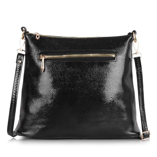 DANIEL CLARK Stylish Multi-Pocket Zip Closure Faux Leather Ladies Shoulder Bag with Adjustable Strap and Dual Zipper Design Handbag for Women (Black) - Image 3