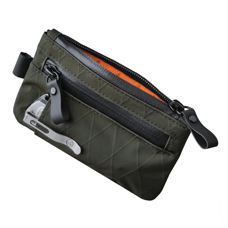 ALPAKA Zip Pouch Pro X-Pac VX21 - Slim Zipper Wallet with RFID Blocking, ID Card Holder, YKK Zippers Multi-tool Slot, Weatherproof Fabric Small Tech Pouch for Men Travel (Dark Green) - Image 1