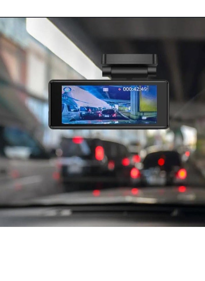 Powerology - Powerology Dash Cam Dual Recording, Built-in Microphone & Speaker, 150° Viewing Angle for 4 Lanes, Collision Detection, 3.16" Widescreen Display, Patented Design, Loop Recording, Parking Monitoring, Type-C Charging Port, MP4 Video Format & JPG Photo Format - Black - Image 1