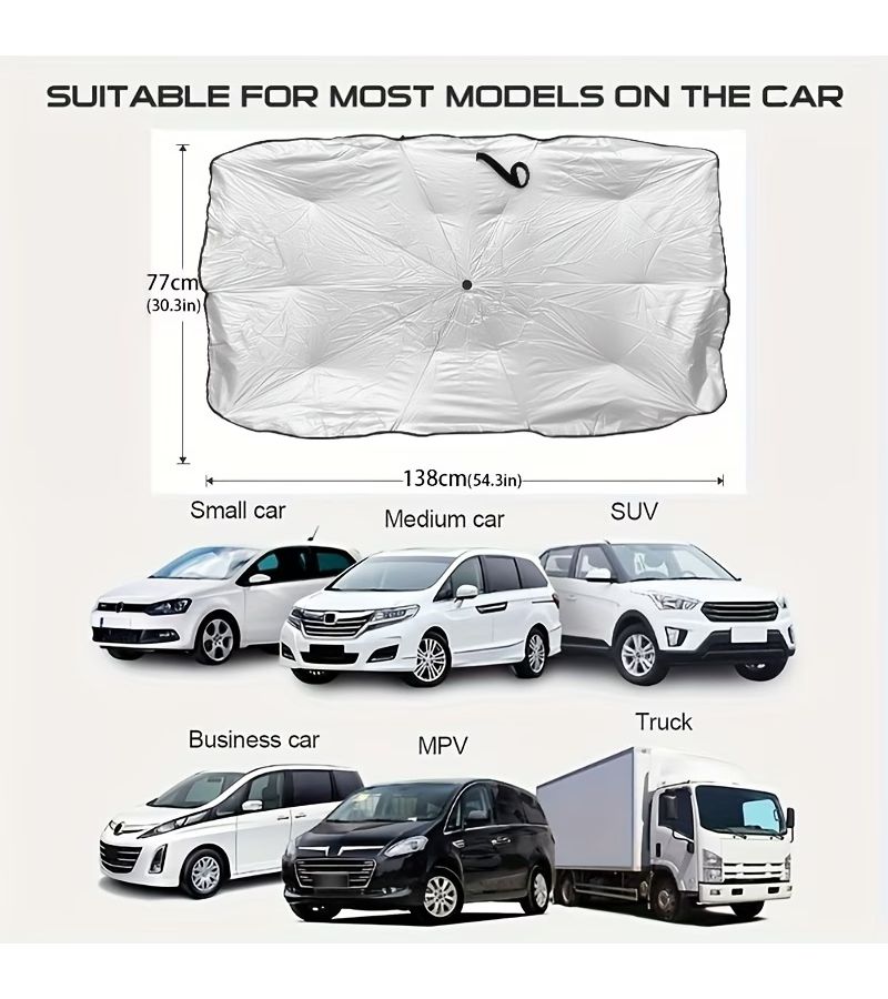 2026 Painted Silvery Car Sunshade Front Windshield Sun Protection Heat Insulation Visor - Image 3