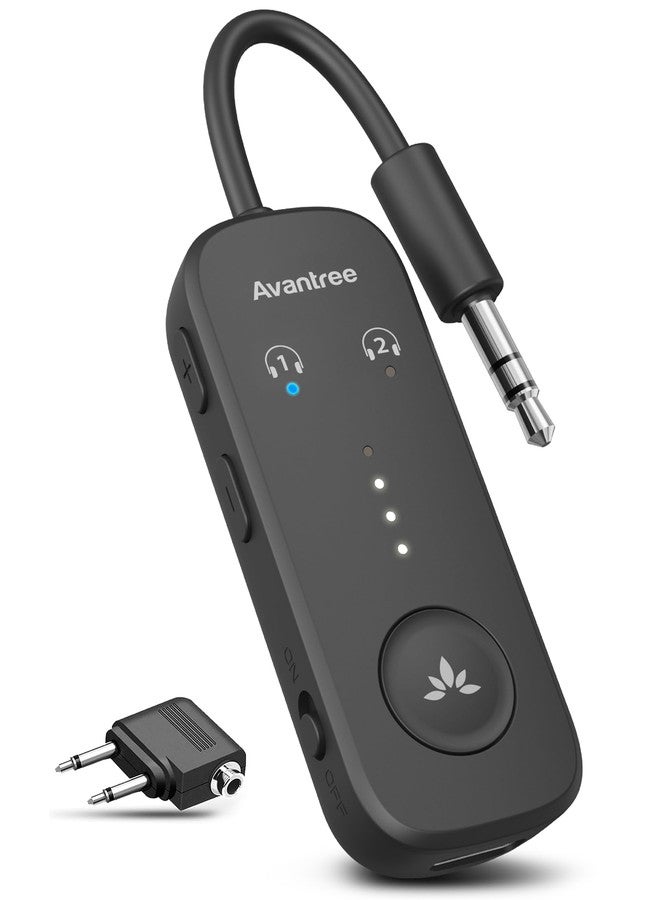 Avantree Relay - Premium Airplane Bluetooth Adapter with Advanced Qualcomm Chipset, 2 Headphones Support, 25hrs Play Time, aptX Adaptive & HD Audio Transmitter for Airpods, Bose & Travel Flight - Image 1