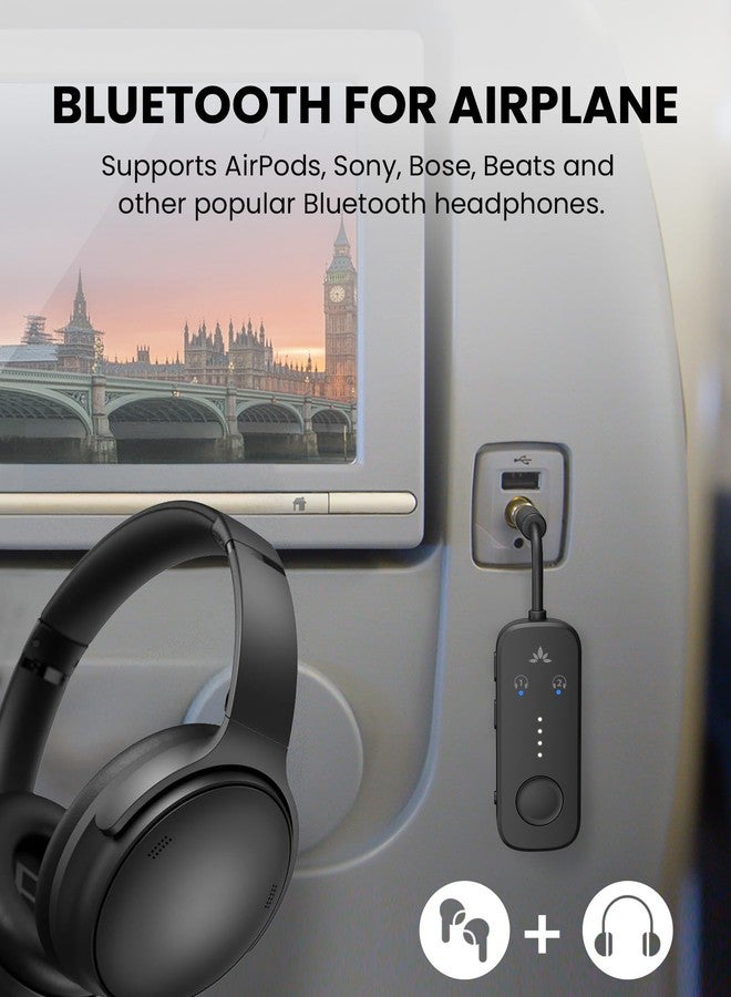 Avantree Relay - Premium Airplane Bluetooth Adapter with Advanced Qualcomm Chipset, 2 Headphones Support, 25hrs Play Time, aptX Adaptive & HD Audio Transmitter for Airpods, Bose & Travel Flight - Image 3